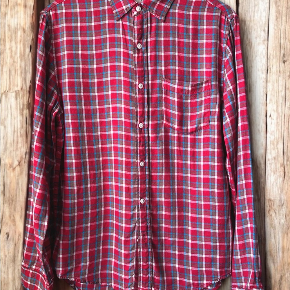 Classic Red and Blue Plaid Men's Shirt